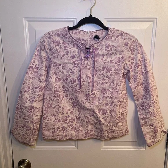 GAP KIDS - Little Girls Purple Floral Long Sleeve Top - Picture 1 of 7